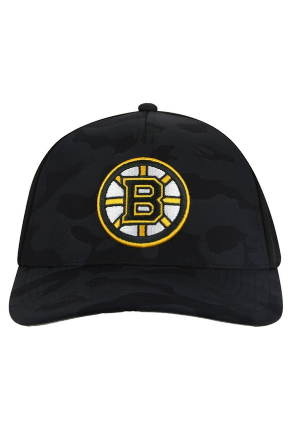 Men's American Needle  Black Boston Bruins Valin Camo Super Tech Vented Adjustable Hat