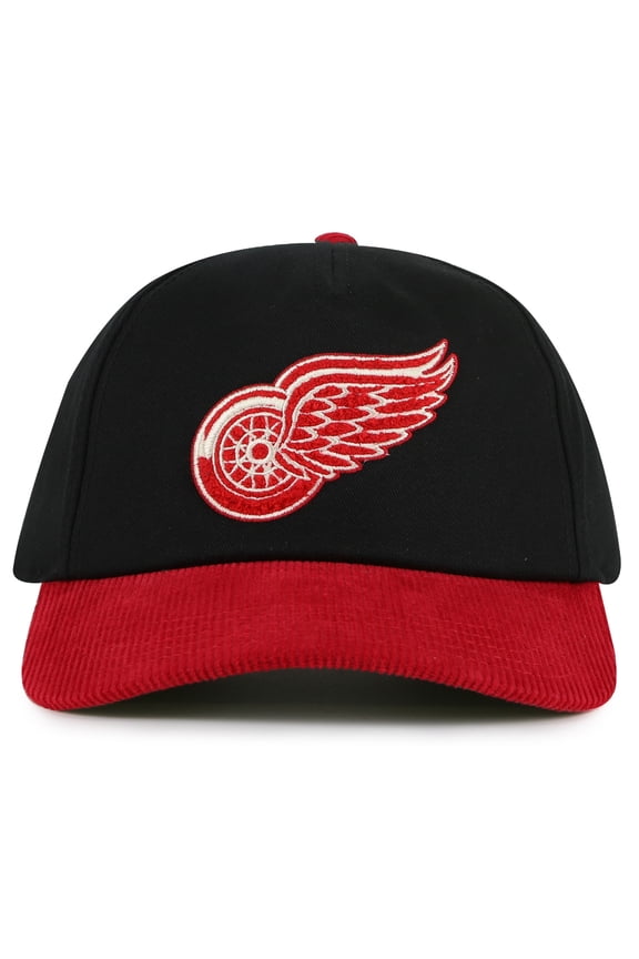 Men's American Needle Black/Red Detroit Red Wings Burnett Adjustable Hat