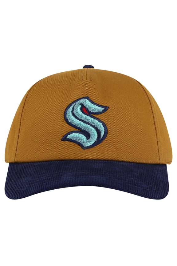 Men's American Needle Tan/Deep Sea Blue Seattle Kraken Burnett Adjustable Hat