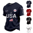 thumbnail image 1 of Men's American USA Flag Patriotic T-Shirts 4th of July Shirts Graphic Tees Summer Short Sleeve Workout Shirt Black M, 1 of 3