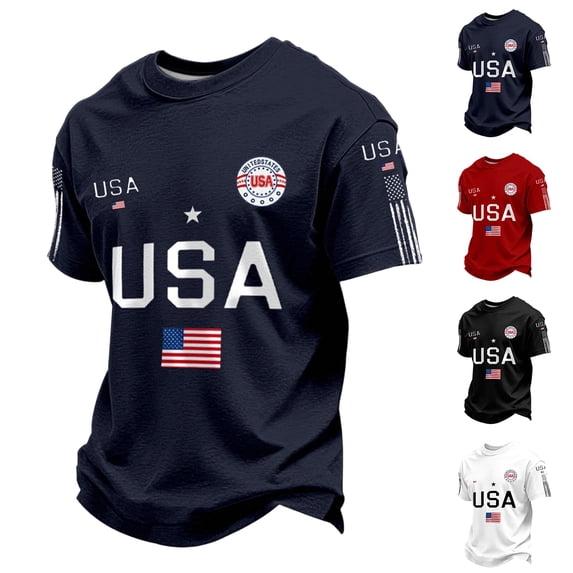Men's American USA Flag Patriotic T-Shirts 4th of July Shirts Graphic Tees Summer Short Sleeve Workout Shirt Black M