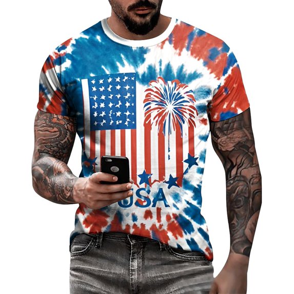 Men''s American USA Flag Patriotic T-Shirts 4th of July Shirts US Eagle Flag Soft Summer Short Sleeve Shirt for Men