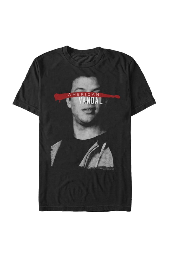 Men's American Vandal Dylan School Photo Streak Graphic Tee Black Small