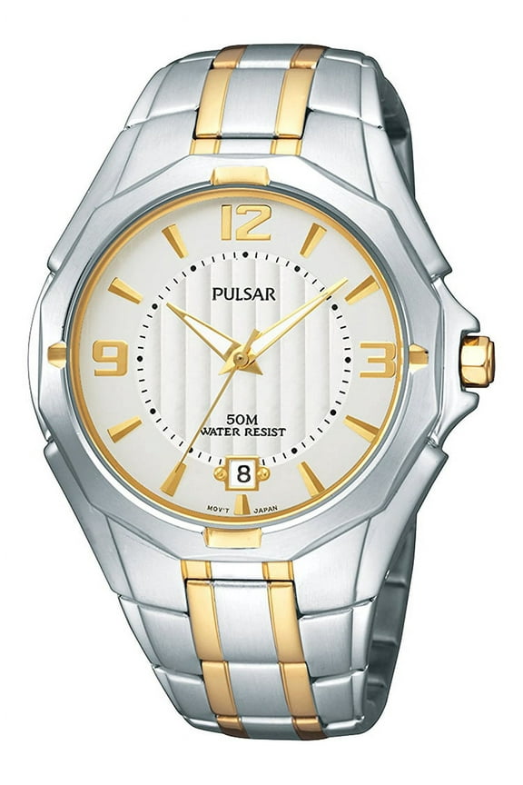 Men's Analog Japanese Quartz Two Tone Stainless Steel 50m Watch PXH822