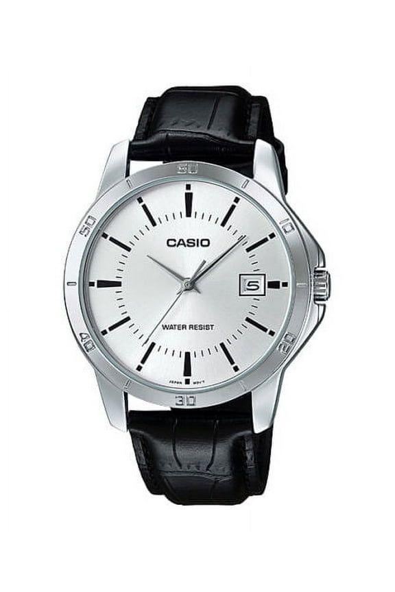 Men's Analog Quartz Stainless Steel Black Leather Watch MTPV004L-7A