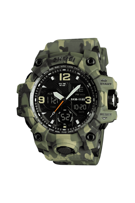 Men's Analog Sports Watch Military Watch Outdoor LED Stopwatch Digital Electronic Watches Large Dual Display Waterproof Tactical Army Watches for Men