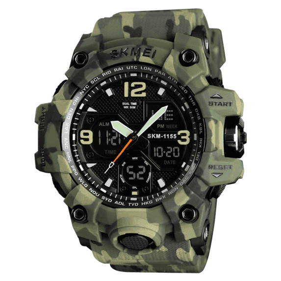 Men's Analog Sports Watch Military Watch Outdoor LED Stopwatch Digital Electronic Watches Large Dual Display Waterproof Tactical Army Watches for Men