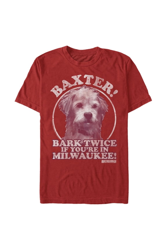 Men's Anchorman Baxter Bark Twice Graphic Tee Red Small