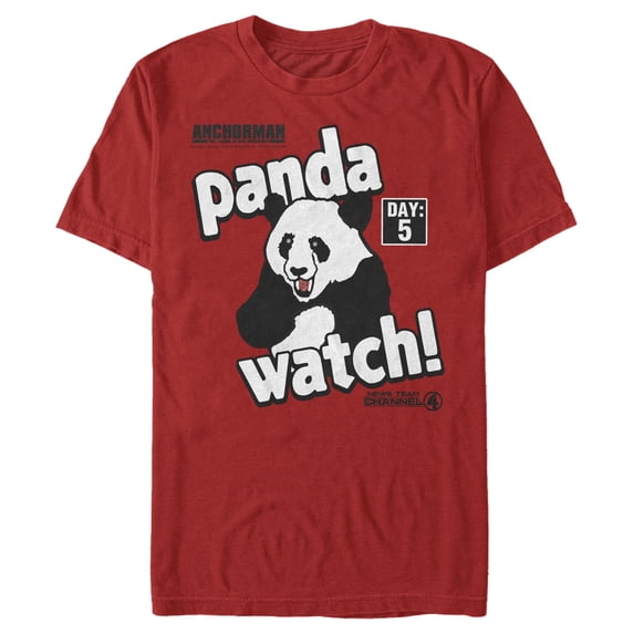 Men's Anchorman Panda Watch Day 5 Graphic Tee Red Small