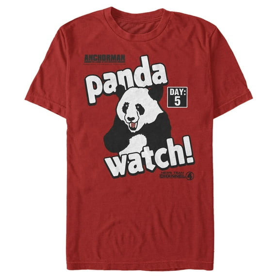 Men's Anchorman Panda Watch Day 5 Graphic Tee Red X Large