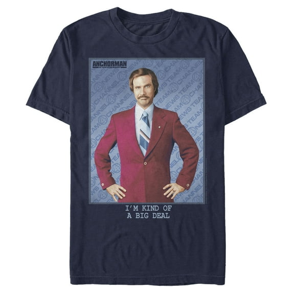 Men's Anchorman Ron Burgundy Big Deal Graphic Tee Navy Blue X Large