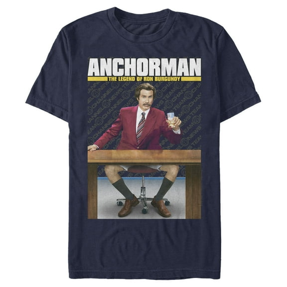 Men's Anchorman Ron Burgundy Legend Graphic Tee Navy Blue Small