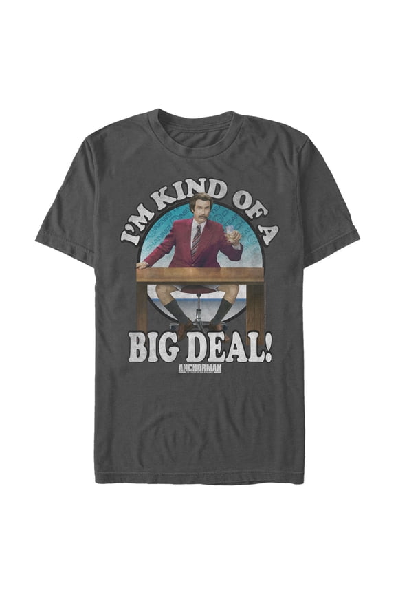 Men's Anchorman Ron Burgundy News Anchor Graphic Tee Charcoal 2X Large