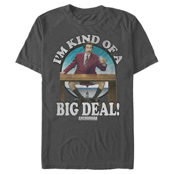 Men's Anchorman Ron Burgundy News Anchor Graphic Tee Charcoal Small
