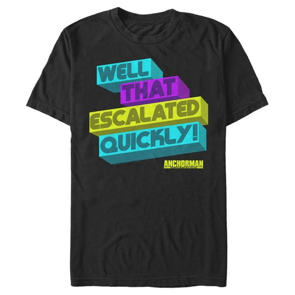 Men's Anchorman That Escalated Quickly  Graphic Tee Black 2X Large