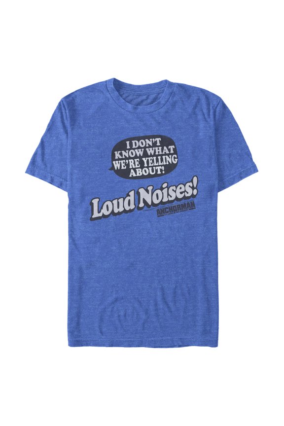 Men's Anchorman Yell About Loud Noises Graphic Tee Royal Blue Heather X Large