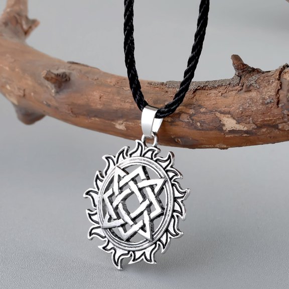 Men's Ancient Silver Hollow Geometry Alloy Necklace