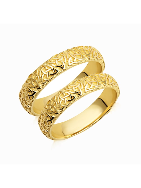 Men's And Women's 14K Gold Irish Celtic Trinity Knot Eternity Wedding Band Ring ,10