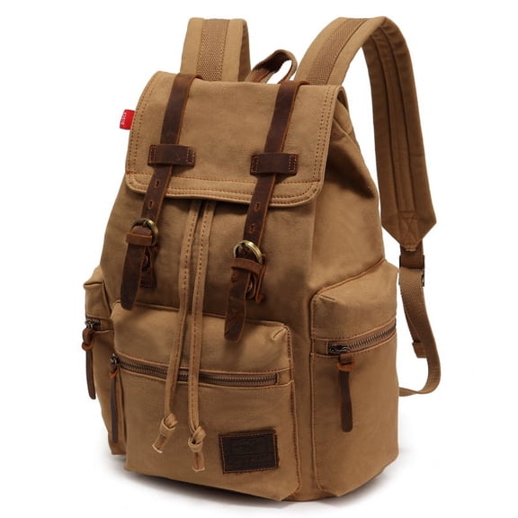 Men's And Women's Canvas Backpack 15.6 Inches Large Capacity,Coffee