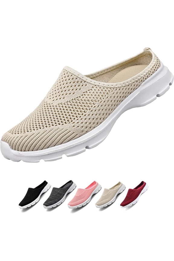 Men's And Women's Casual Slip on Half Shoes Breathable Arch Support Walking Mules Shoes Open Back Slip on Flats Non-Slip Sneakers Sandals