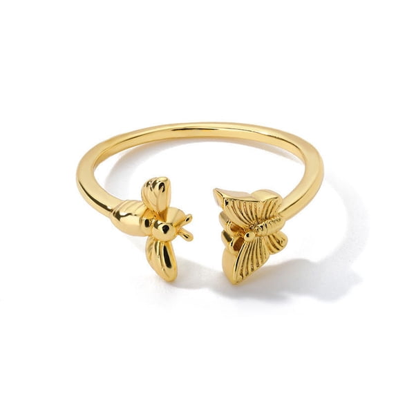 Unisex Adjustable Butterfly Ring Copper Electroplated Insect Jewelry Nature Inspired Bee Ring For Women Jewelry