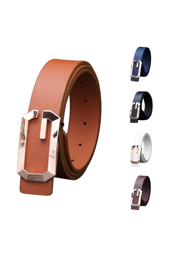 Men's And Women's G Buckle Belt Neutral Gold G Smooth Buckle Belt Imitation Leather Smooth Buckle Casual Pants Belt. Belts for Women plus Size