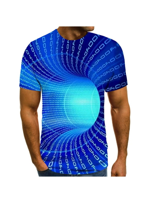 Men's And Women's Spring And Summer Printing Short Sleeve Round Neck T-shirt Top Blouses SMihono Savings 2024 Graphic Tees Tops Shirts for Big Men Blue 6
