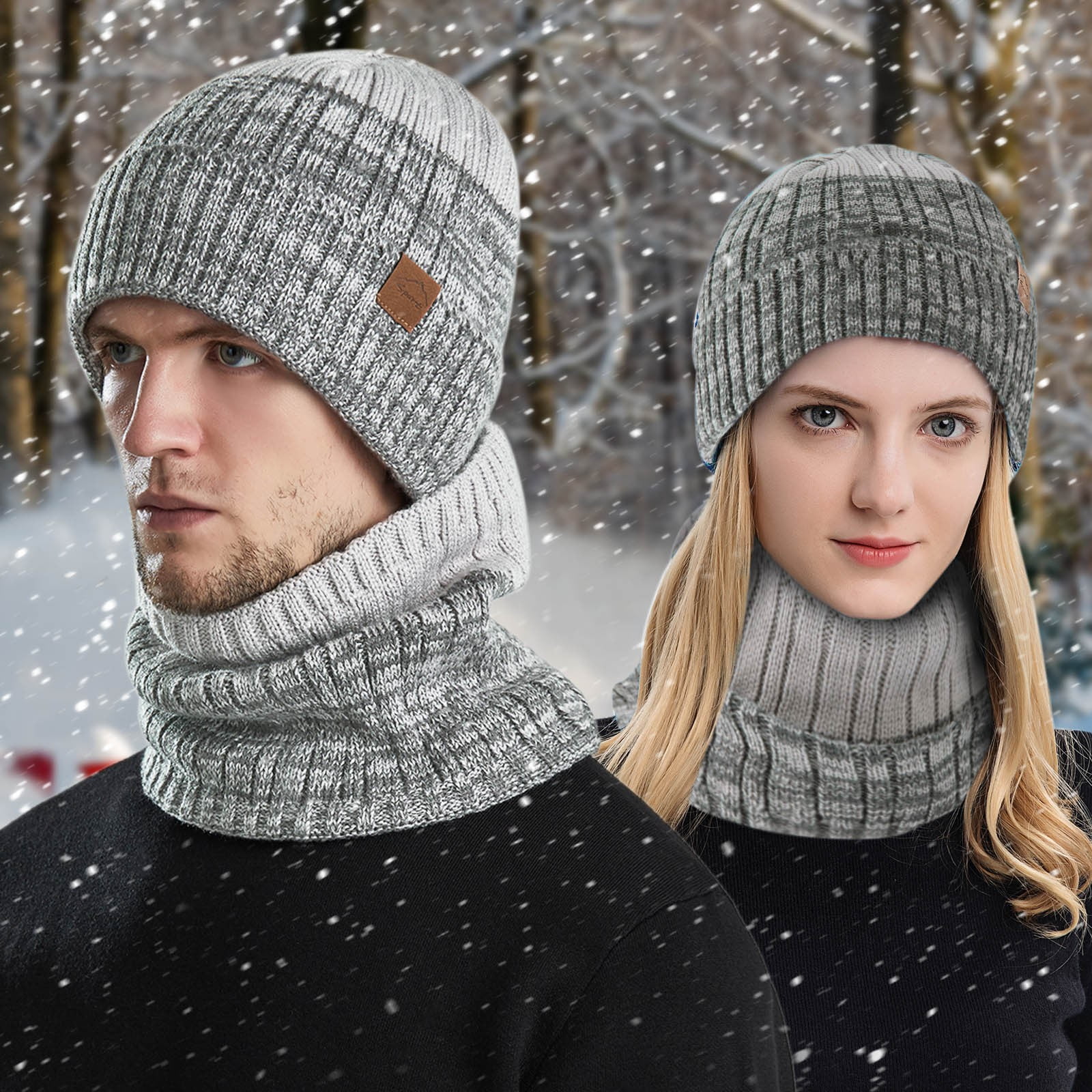 Men's And Women's Winter Knitted Windproof Hood Scarf Coif Winter Knit Hat  Warm Hats For Adult