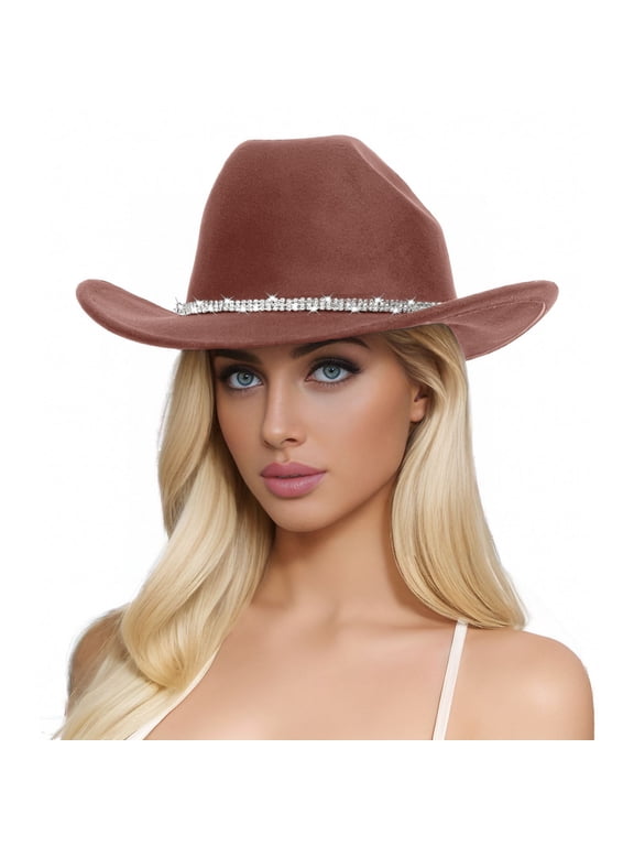 Women's Summer Hat UPF 50+ Packable Sun Hats for Women UV Protection Beach and Travel Men's And Women's Woolen Hats Western Cowboy Top Hat Three Of Rhinestones