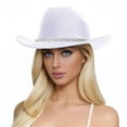 thumbnail image 1 of Men's And Women's Woolen Hats Western Cowboy Top Hat Three Of Rhinestones, 1 of 4