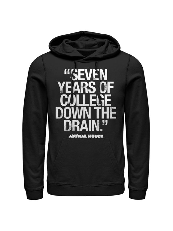 Men's Animal House Bluto 7 Years Quote Pull Over Hoodie Black Small