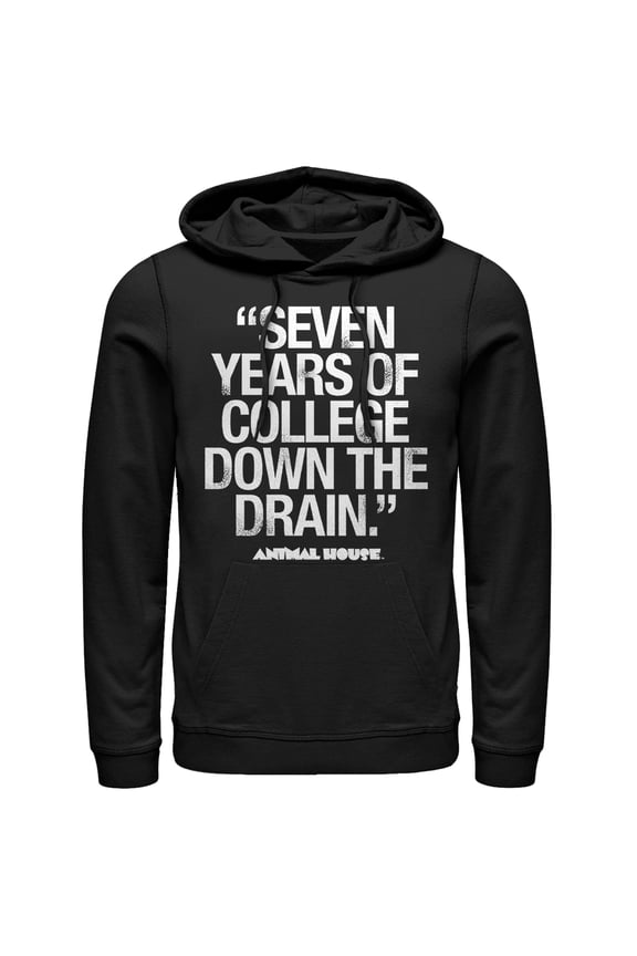 Men's Animal House Bluto 7 Years Quote Pull Over Hoodie Black Small