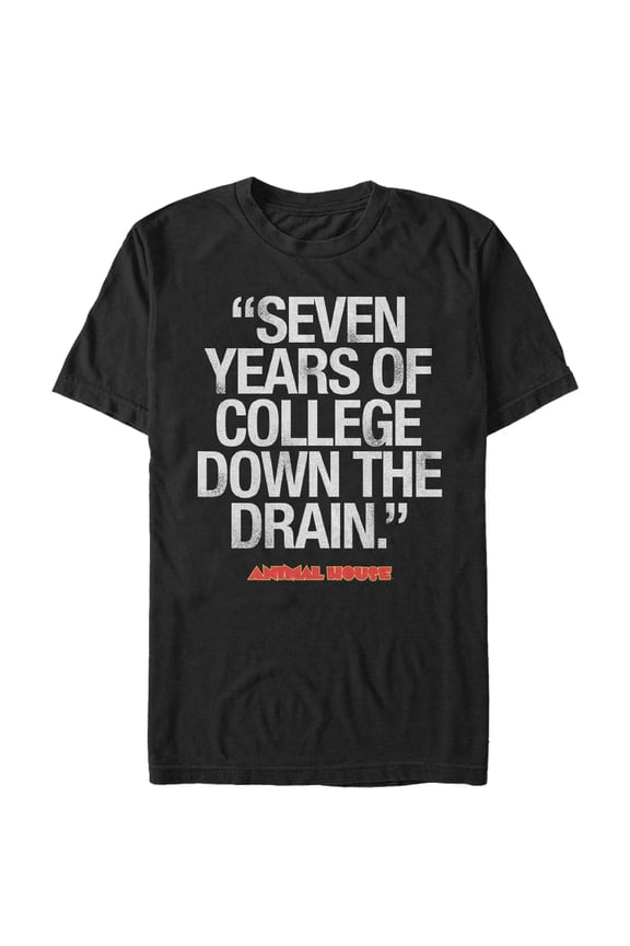Men's Animal House Bluto 7 Years of College Graphic Tee Black Small