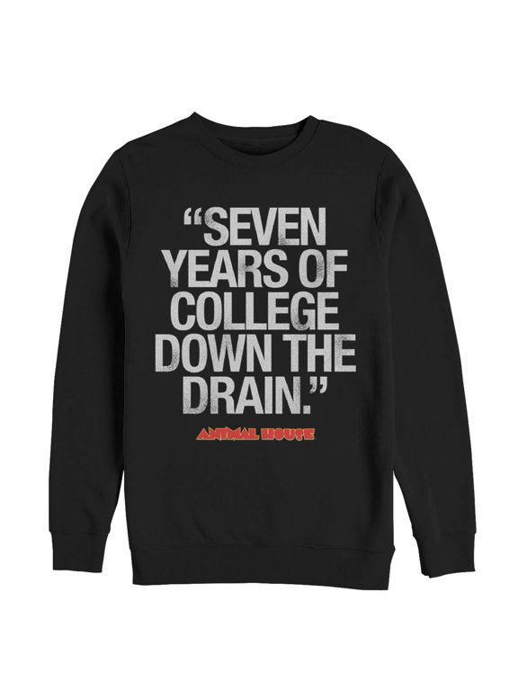 Men's Animal House Bluto 7 Years of College Sweatshirt Black 3X Large