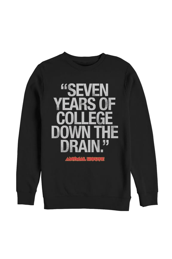 Men's Animal House Bluto 7 Years of College  Sweatshirt Black X Large