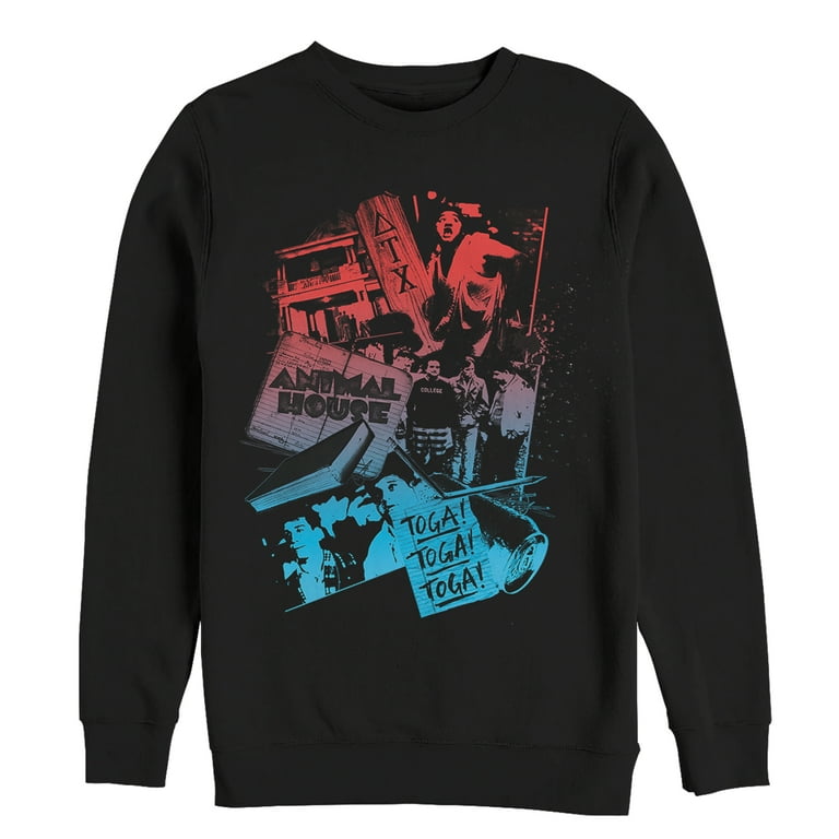 Men s Animal House College Montage Sweatshirt Black X Large Walmart