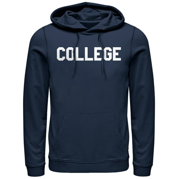 Men's Animal House College Text Pull Over Hoodie Navy Blue Small