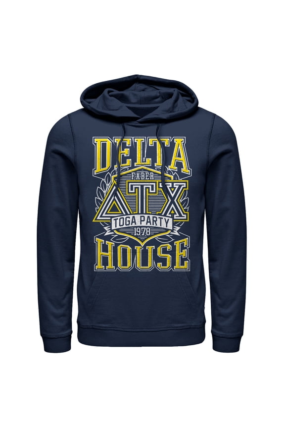Men's Animal House Delta Toga Party Pull Over Hoodie Navy Blue Small