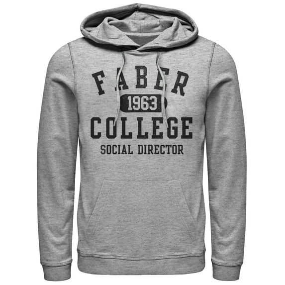 Men's Animal House Faber College Social Director Pull Over Hoodie Athletic Heather 2X Large