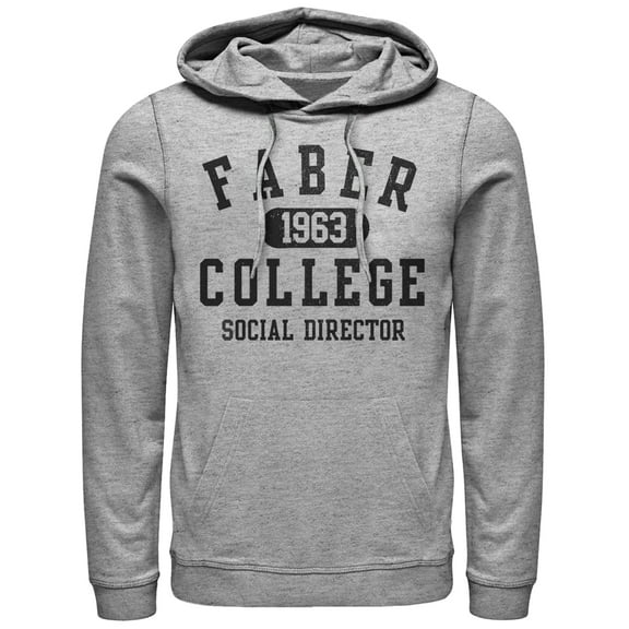 Men's Animal House Faber College Social Director Pull Over Hoodie Athletic Heather 2X Large