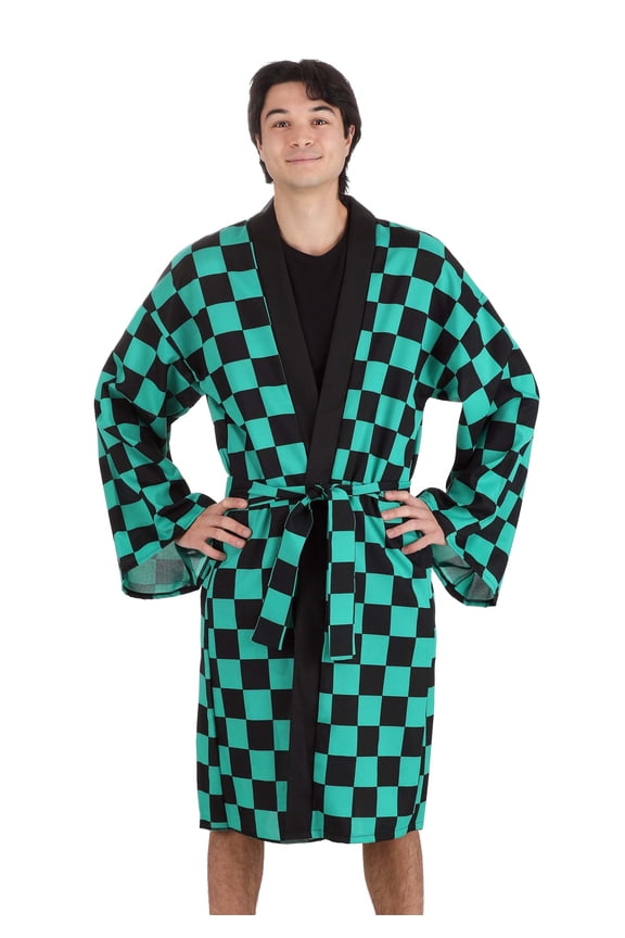 Anime Green And Black Checkered Kimono Women's Costume Large 14-16