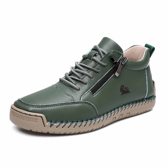 Men's Ankle Boots - Fashion Flat Side Zipper Casual Shoes Unisex On Comfortable Footwear with Durable Sole for Daily Wear and Outdoor Activities