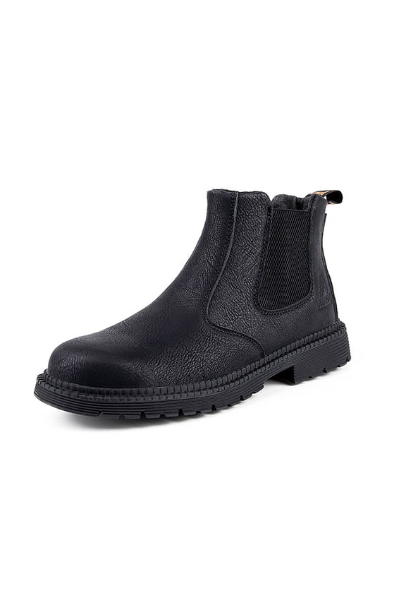 Men's Ankle Boots Fashion Leather Thick Soled All Seasons Protective Work Shoes for Couples Stylish Durable Footwear
