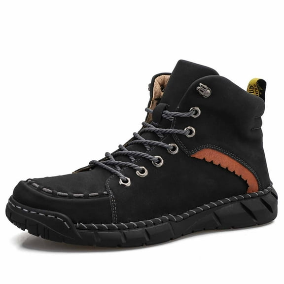 Men's Ankle Boots High Top Leather Shoes Stylish Breathable Casual Short Boots for Everyday Wear