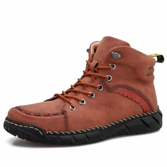 Men's Ankle Boots High Top Leather Shoes Stylish Breathable Casual Short Boots for Everyday Wear