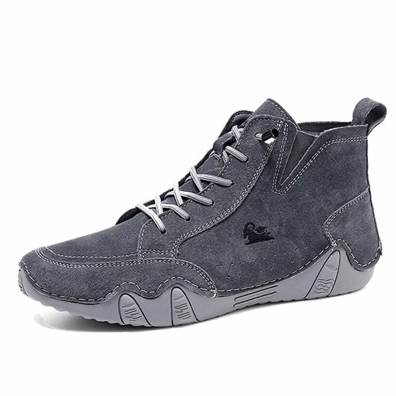 Men's Ankle Boots Winter Suede High Top Casual Outdoor Comfortable Lightweight Walking Shoes Durable Non Sole