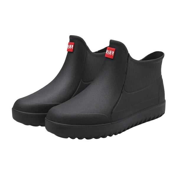 Men's Ankle Deck Boots Waterproof Slip On Fishing Rain Boots Comfortable Non Slip Rubber Garden Shoes
