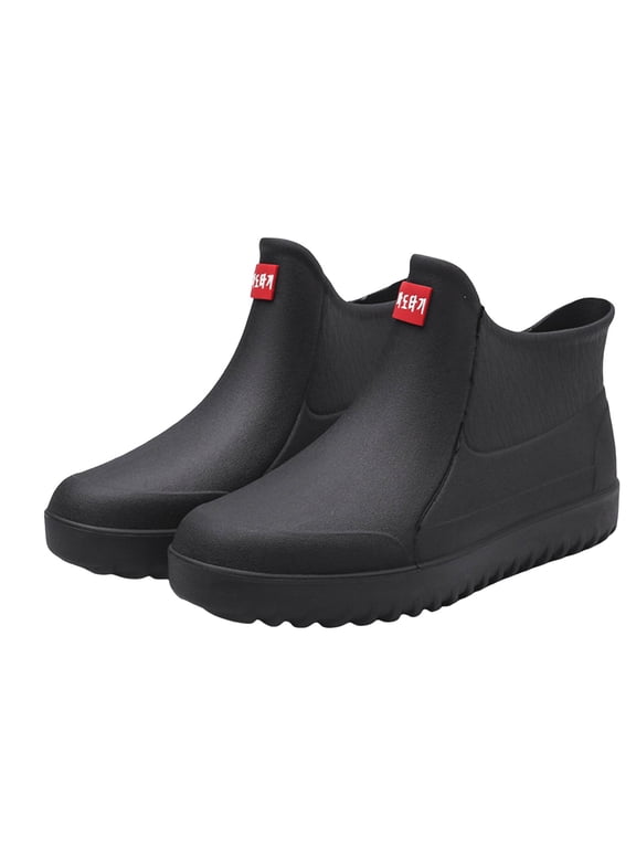 Men's Ankle Deck Boots Waterproof Slip On Fishing Rain Boots Comfortable Non Slip Rubber Garden Shoes