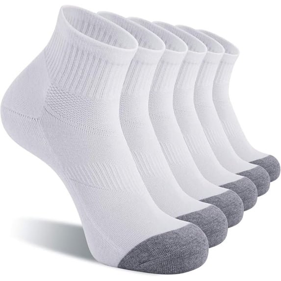 Men's Ankle Socks 6-Pack, Cushioned Athletic Running Socks with Arch Support, Breathable for Work & Sports