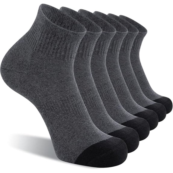 Men's Ankle Socks 6-Pack, Cushioned Athletic Running Socks with Arch Support, Breathable for Work & Sports